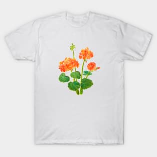 orange geranium flowers watercolor T-Shirt